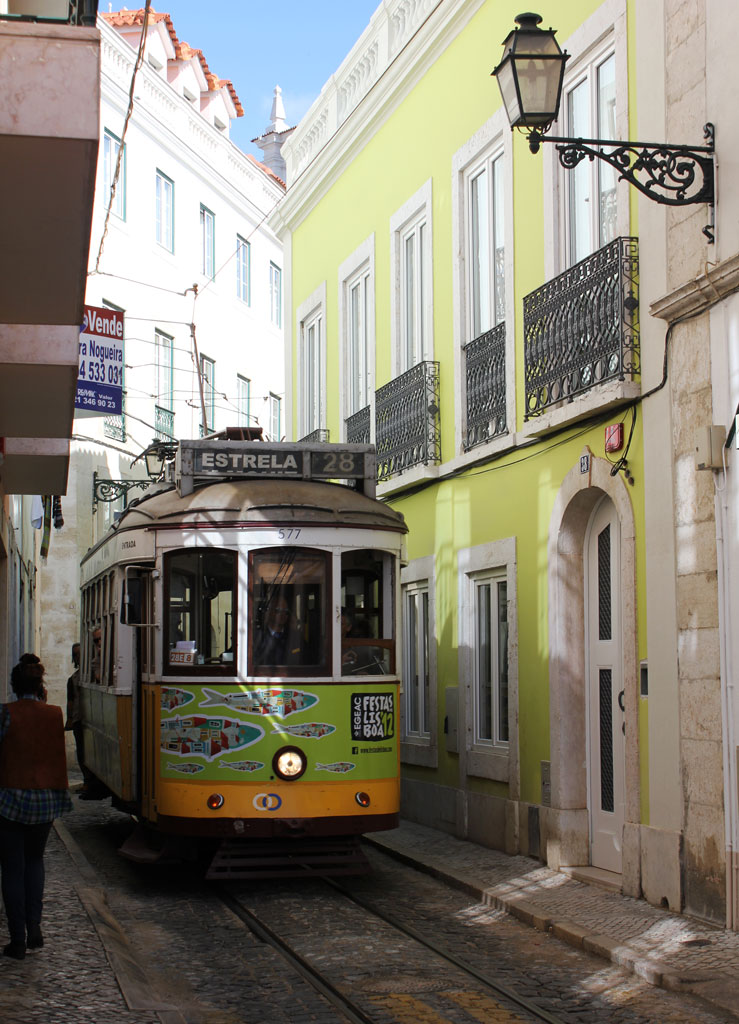 Lime green tram